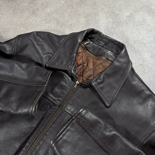 Image of 1990s Heavyweight Cropped Leather Jacket, Size Large