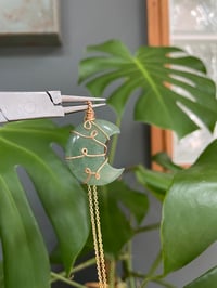 Image 2 of Green Aventurine Gold  Moon Necklace