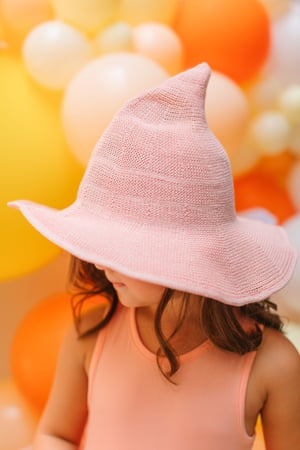 Image of Pink and Cream Floppy Witch Hat 