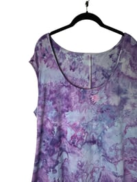 Image 4 of 2X PLUS Stretch Knit Fit and Flare Midi Dress in Purple Haze Ice Dye