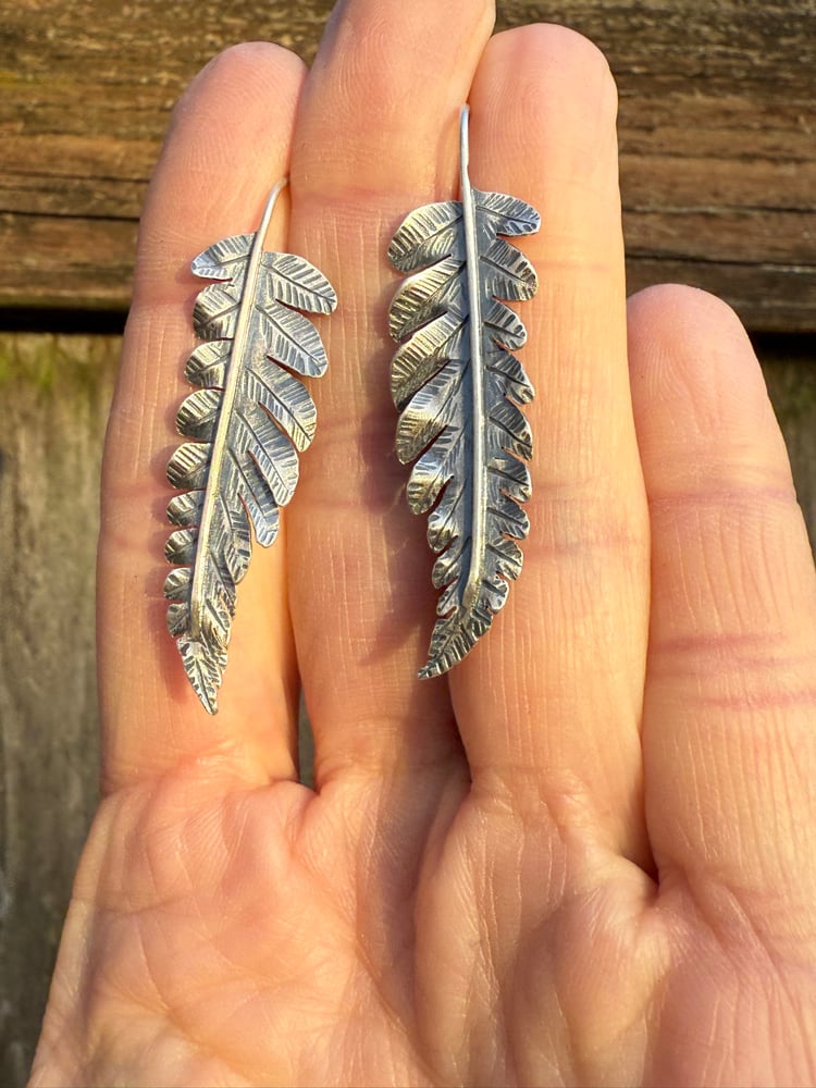 Image of Sterling Cinnamon Fern Earrings