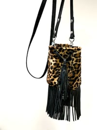 Image 3 of Mini Kitty Leather Patchwork Leopard Print Bucket  