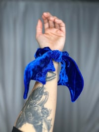 Image 1 of Royal Blue Velvet Bat Wing Scrunchie ready to ship
