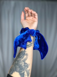 Image 1 of Royal Blue Velvet Bat Wing Scrunchie ready to ship 