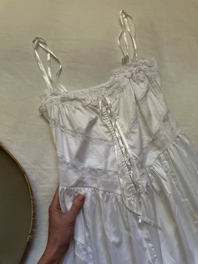 70s cotton lace up sundress