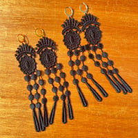 Image 1 of dramatic black lace earrings 