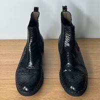 Image 5 of THE SHOE BOX Black Genuine Leather Snake Skin Textured Women’s Ankle Bootie’s