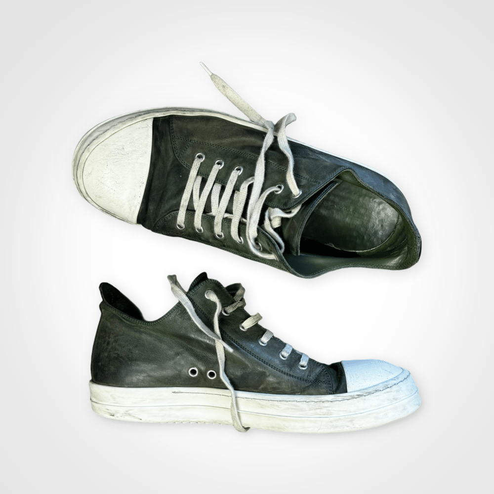 Image of Rick Owens Faded Green Lowtop Ramones
