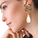 Image of Multi Bling Pearl Drop Earring 