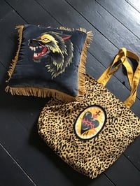 Image 13 of Black And Grey Wolf Velvet Cushion