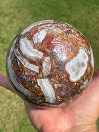 Image 1 of Amethyst With Mexican Lace Agate Sphere  #594