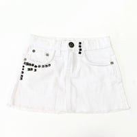 Image 1 of Vigoss Girls White Denim Mini Skirt with Studs