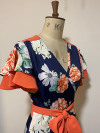 Image 1 of Colour block floral wrap dress