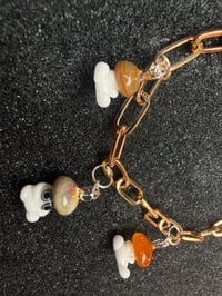 Image 2 of Orange Glass mushroom charm bracelet 