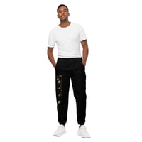 Image 2 of Black and Gold Celestial Inspired Geometric Print Unisex track pants