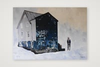 Image 1 of A Blue House On A Cold Day In Reykjavik - Fine Art Giclee Print - Framed and Unframed