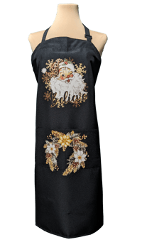 Image 1 of Santa Believe Christmas Apron (black)