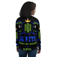 Image 2 of BOSSFITTED Black Neon Green and Blue Unisex Bomber Jacket