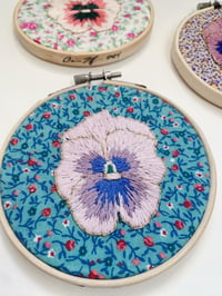 Image 4 of Original Hand Embroidery - Flora’s Pansy No. 3