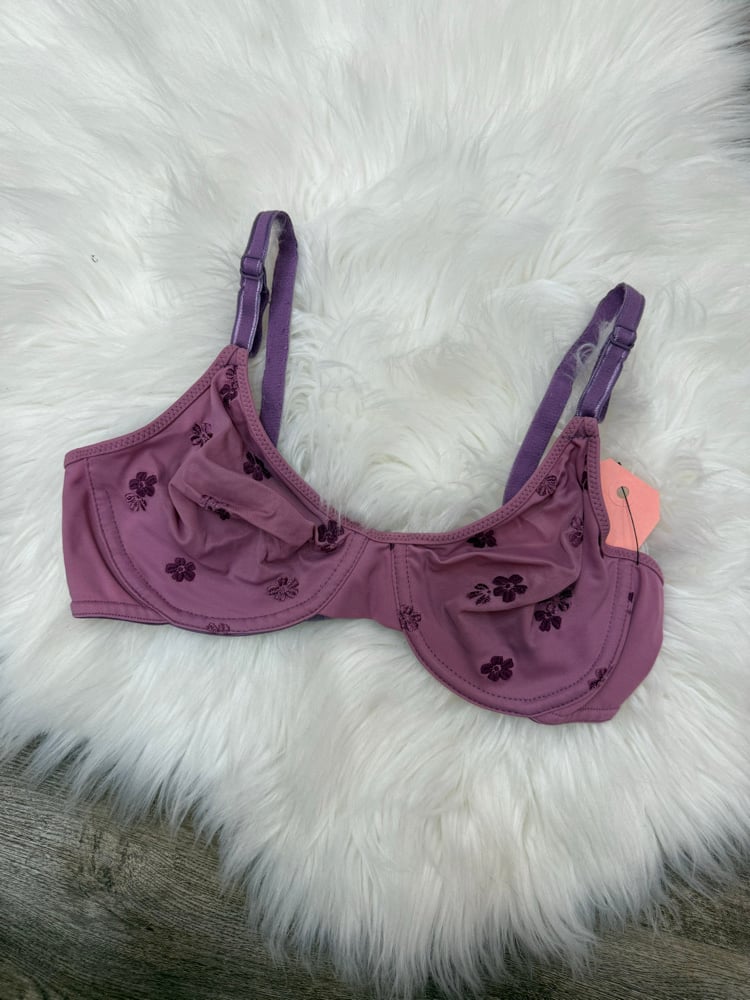 Image of Vintage Warner's Purple Floral Bra - 36B