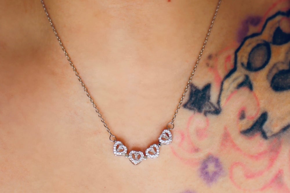 Image of Heart Clover Necklace