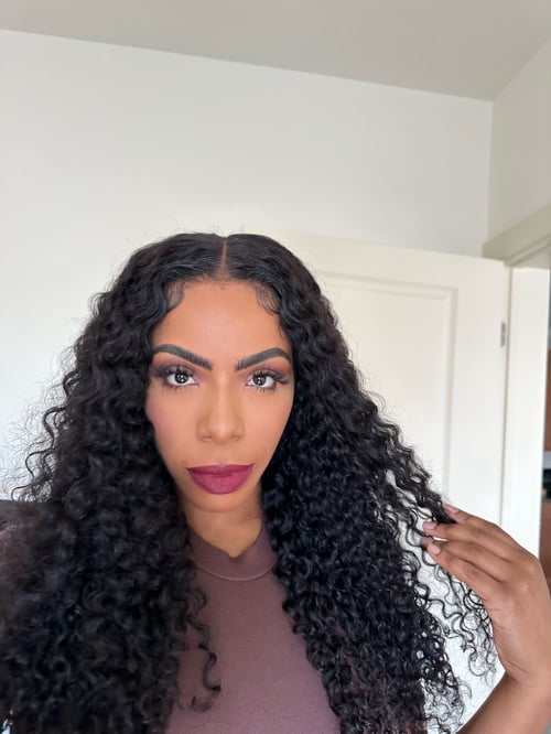 Image of 24 inch CURLY GLUELESS LACE CLOSURE WIG BREATHABLE CAP