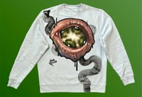Image 1 of “EYE ROLL” CUSTOM PAINTED PULLOVER SWEATSHIRT LARGE