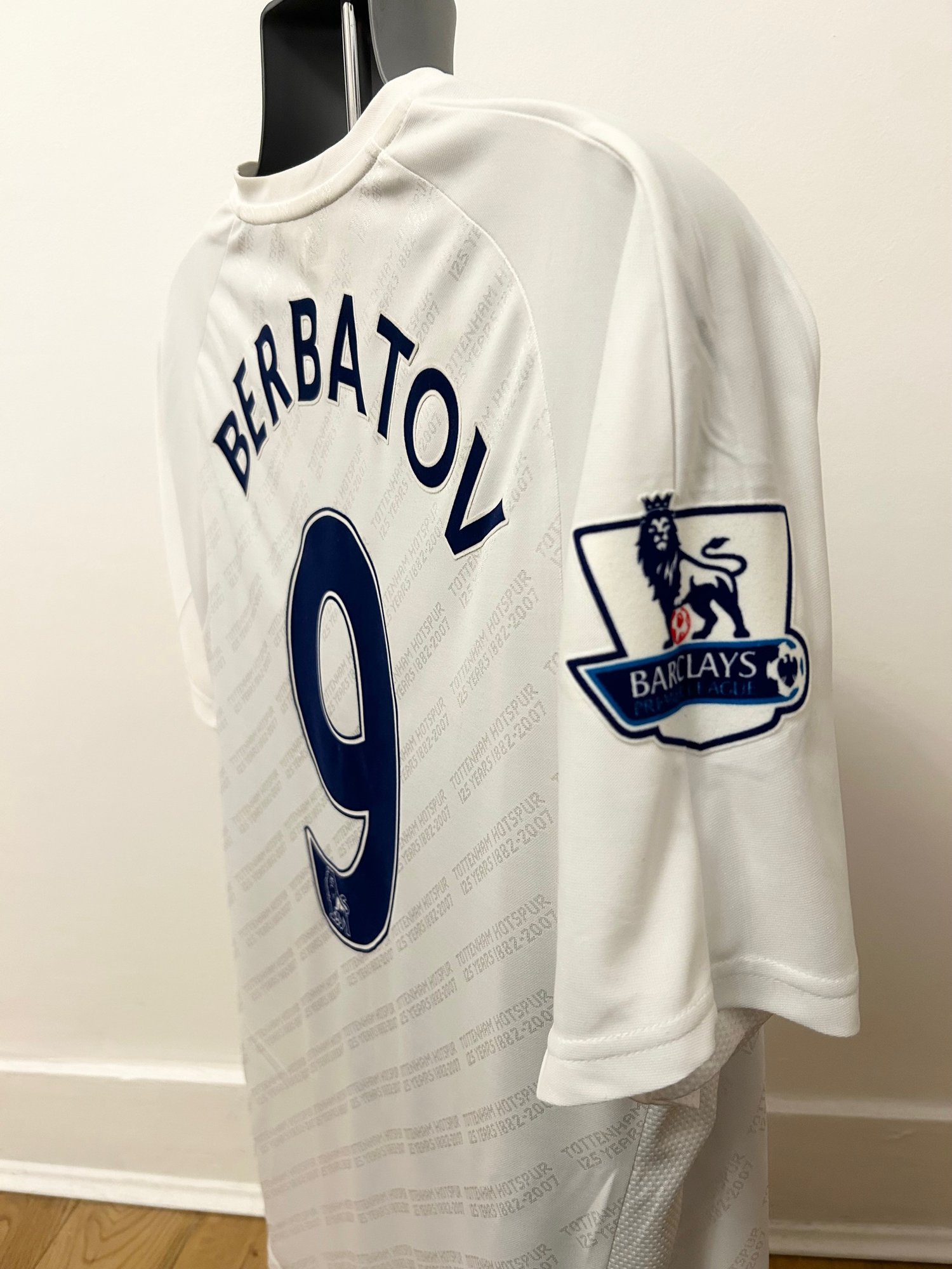 Image of Tottenham Hotspur “BERBATOV 9” 2007/08 125 YRS Home Shirt + PL patches (L)