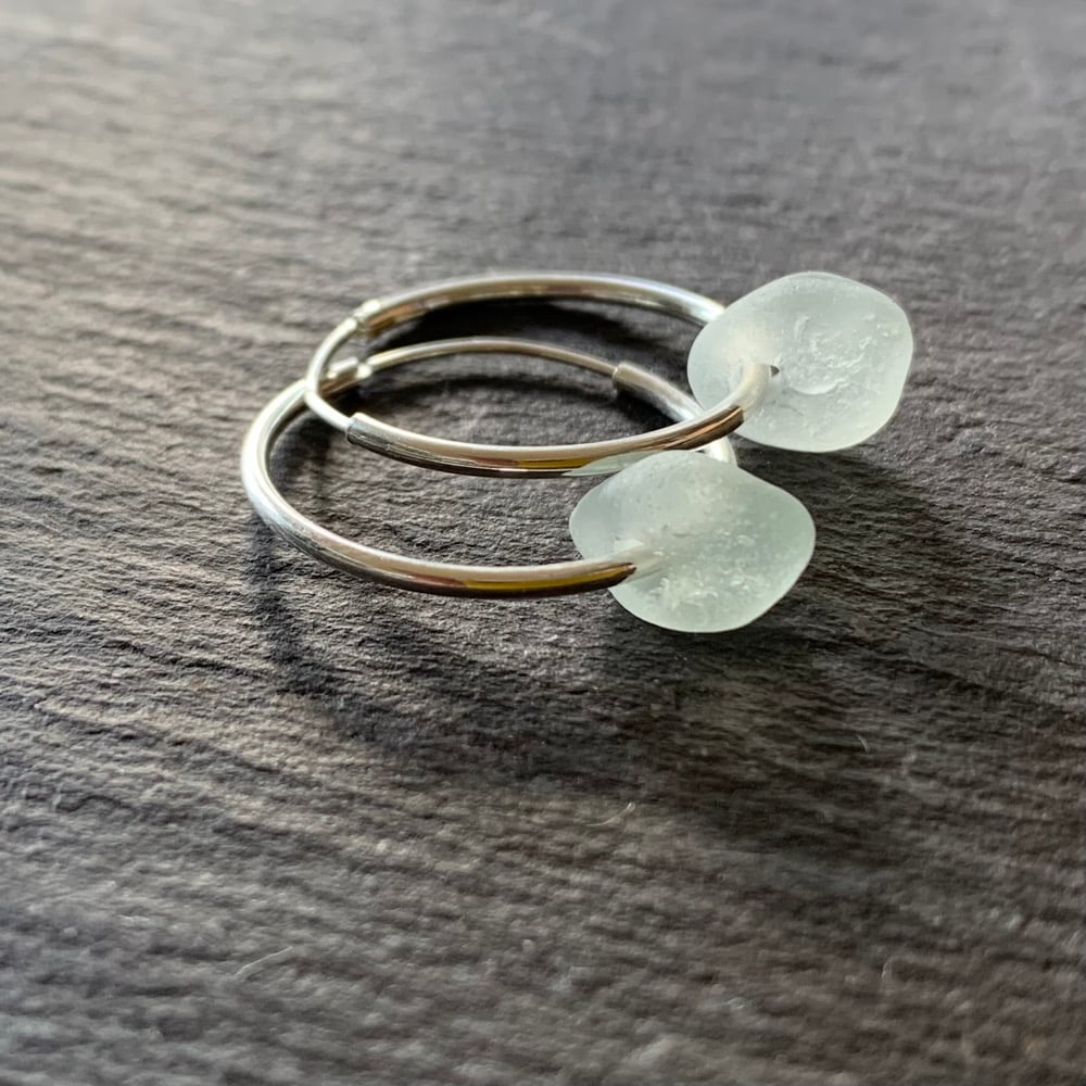 Image of pale sea glass earrings