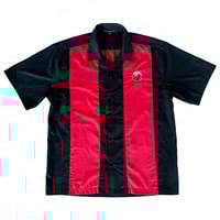 Image 1 of 90s Retro Style Sin City Las Vegas Black + Red Men’s Button Up Shirt - Size L 