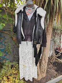 Image 1 of Yellowstone cowboy print suede fringe black