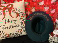 Image 5 of "Merry Christmas & Poinsettia" Hand-Burned Narrow Brim Hat