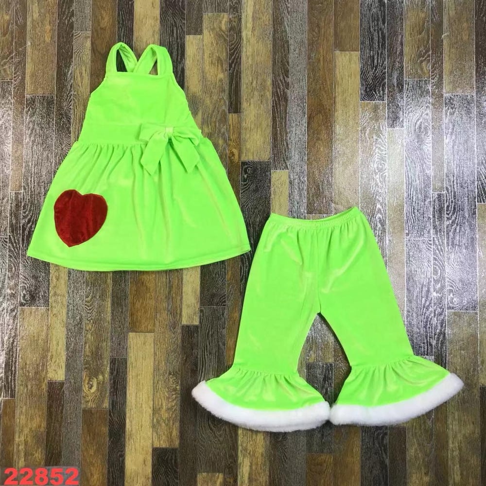 Image of 2pc green guy bell bottoms set 