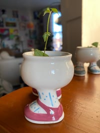 Image 2 of String of Hearts in Walking Legs Egg Cup PINK (4 TOTAL)