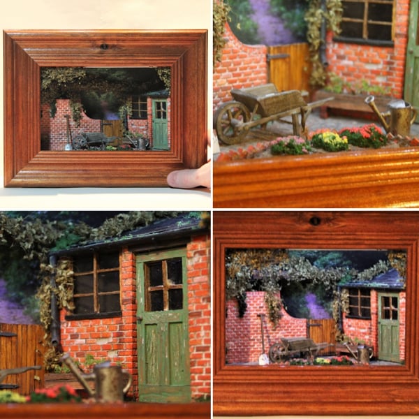 Image of The Potting Shed miniature - Framed Diorama miniature