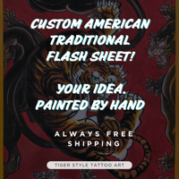 Image 1 of Custom American/Japanese Traditional Flash Sheet by Josh McQuade 