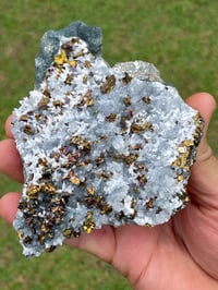 Image 5 of UV Calcite With Chalcopyrite Flakes Specimen #1914 