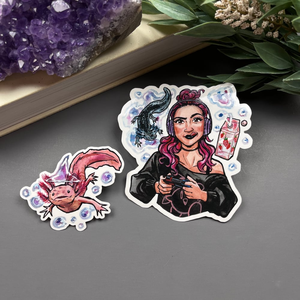 Axolotl Familiar Witch Sticker Duo