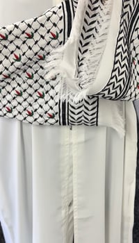 Image 2 of Off White Keffiyeh Inspired Abaya