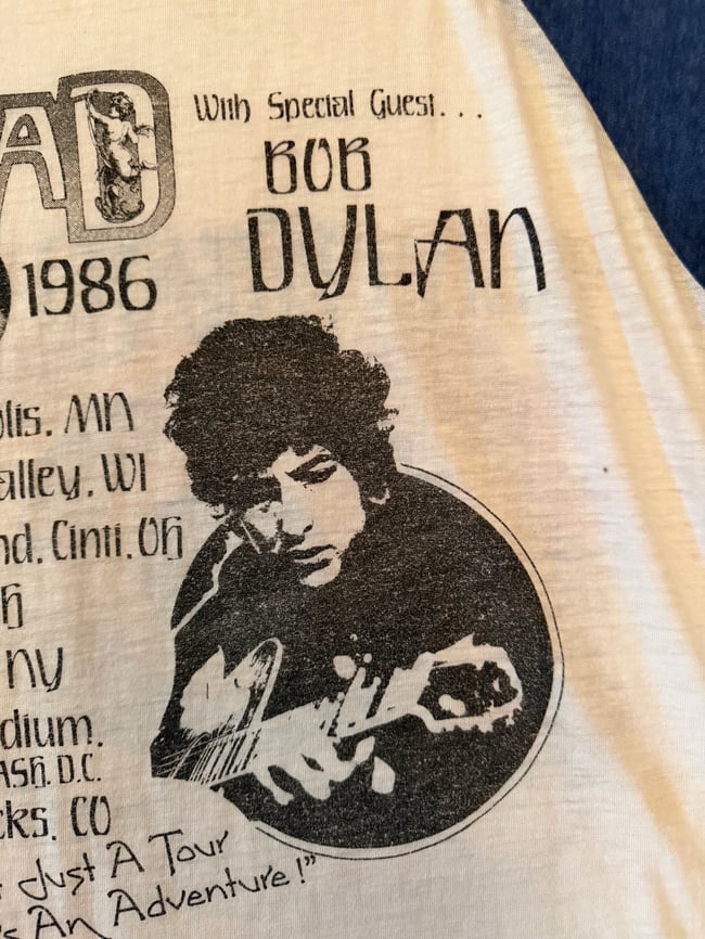 vintage Grateful Dead and Bob Dylan tour t shirt concert raglan 70s 80s 90s