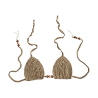 Tan Kini Top with Wooden Beads