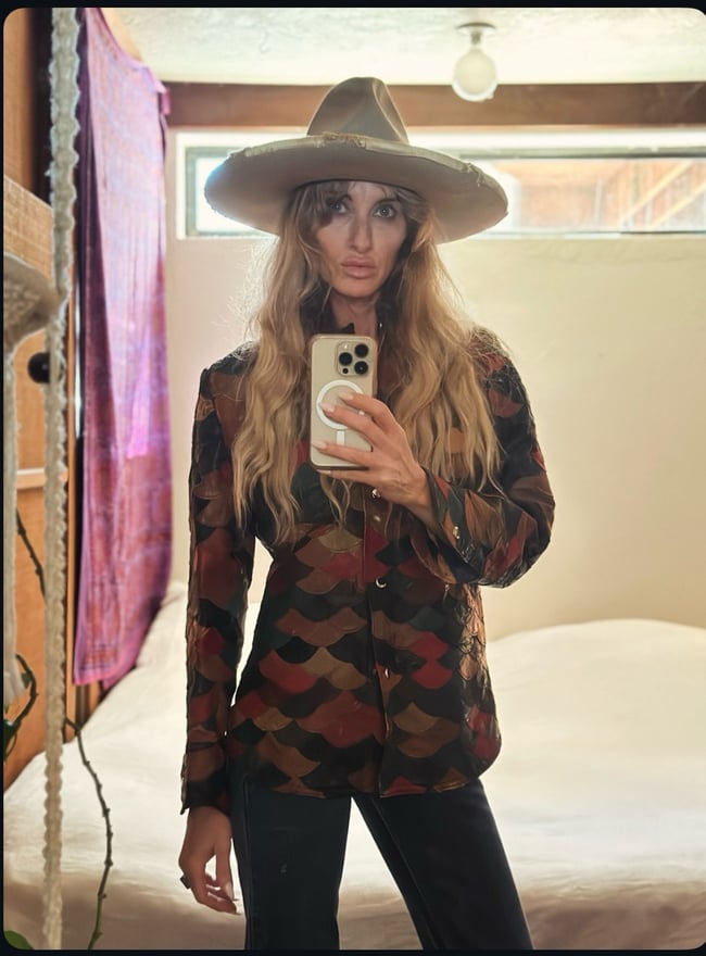 70s scaled leather jacket coat