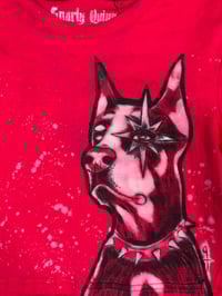 Image 2 of “LUCKY DOBERMAN” Custom Bleach Painted Baby Tee SMALL