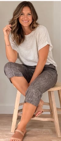 Image 2 of New Sz.10 New Directions Brown Linen Dress Capri #228*10