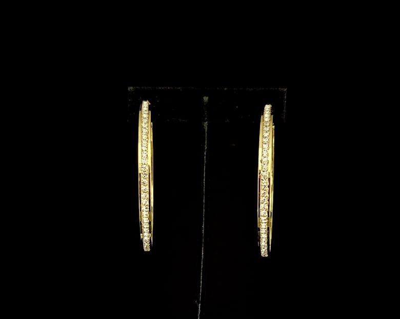 Image of Gold Rhinestone XL Pierced Hoops 
