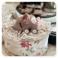 Image 3 of Handmade victorian plum flat elephant with "button wheels"