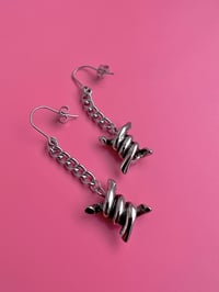 Image 2 of BARBED WIRE DROP CHAIN EARRINGS 
