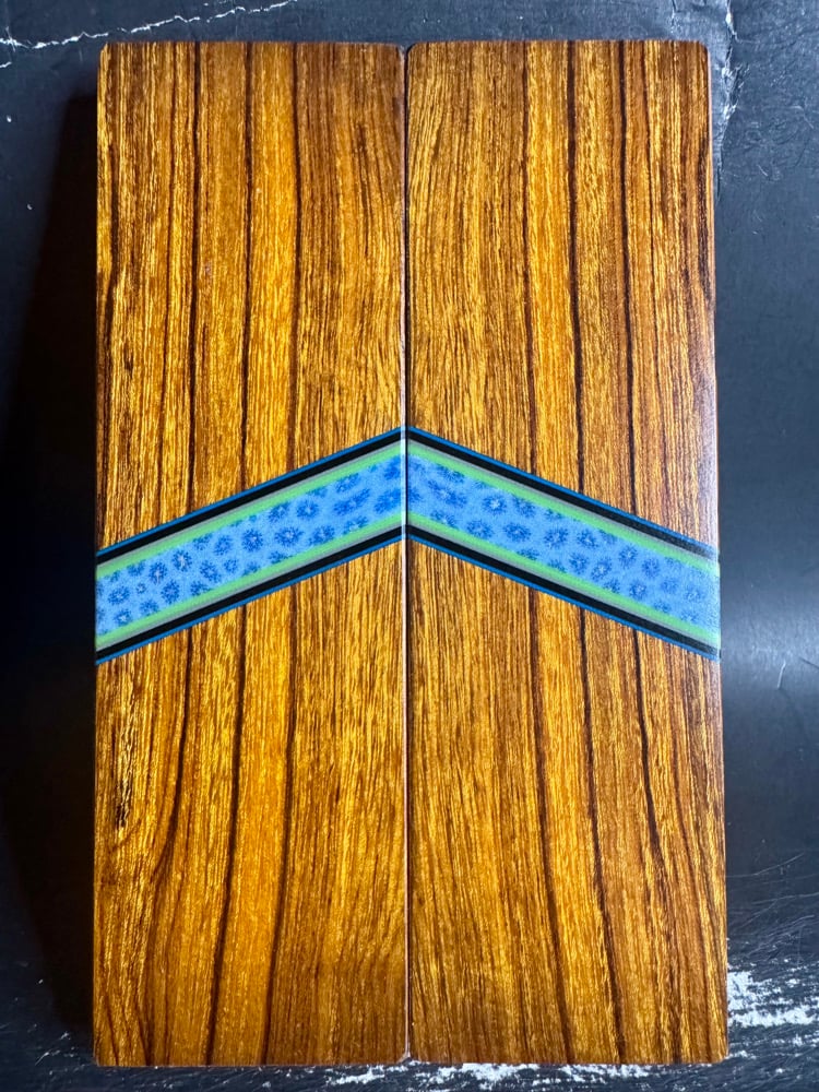 Image of Desert Ironwood & Coral Segmented Knife Scales