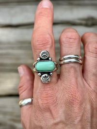 Image 1 of Royston Turquoise + Stamped Silver Ring 