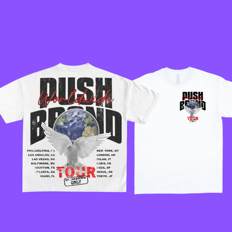 Image of World Tour T Shirt White & Black